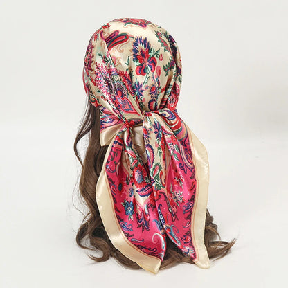 Foulard carré en satin pour femme