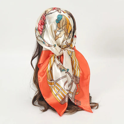 Foulard carré en satin pour femme