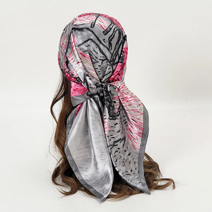 Foulard carré en satin pour femme
