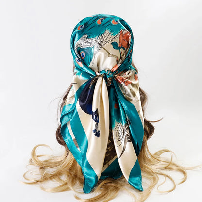 Foulard carré en satin pour femme
