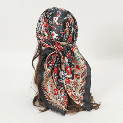 Foulard carré en satin pour femme