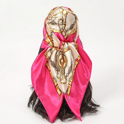 Foulard carré en satin pour femme