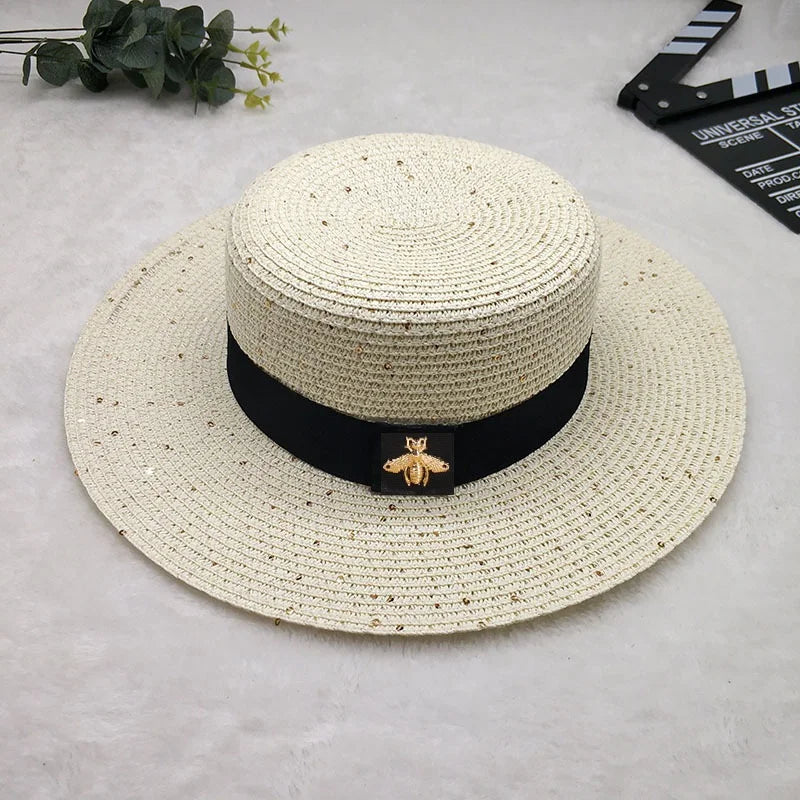 chapeau femme motif abeille