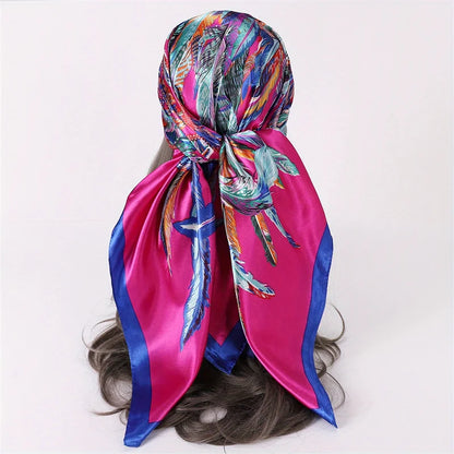 Foulard carré en satin pour femme