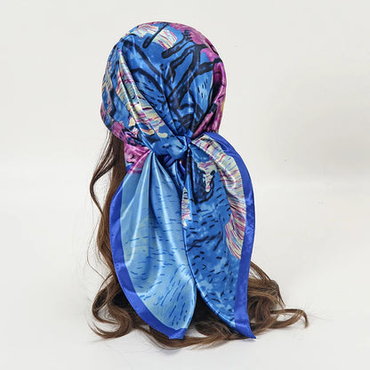 Foulard carré en satin pour femme