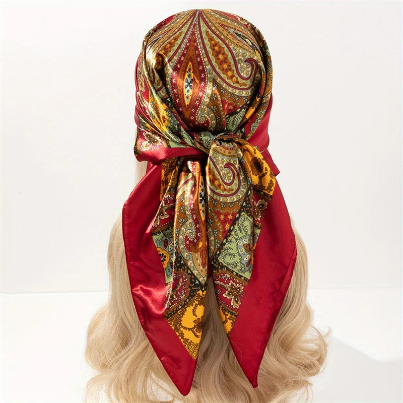 Foulard carré en satin pour femme