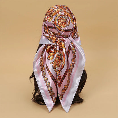 Foulard carré en satin pour femme