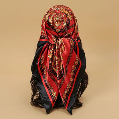 Foulard carré en satin pour femme