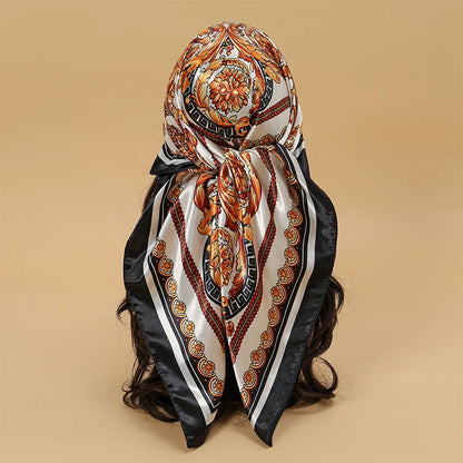 Foulard carré en satin pour femme