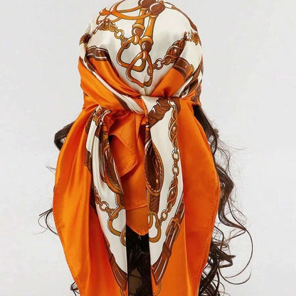 Foulard carré en satin pour femme