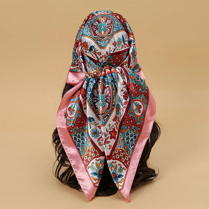 Foulard carré en satin pour femme